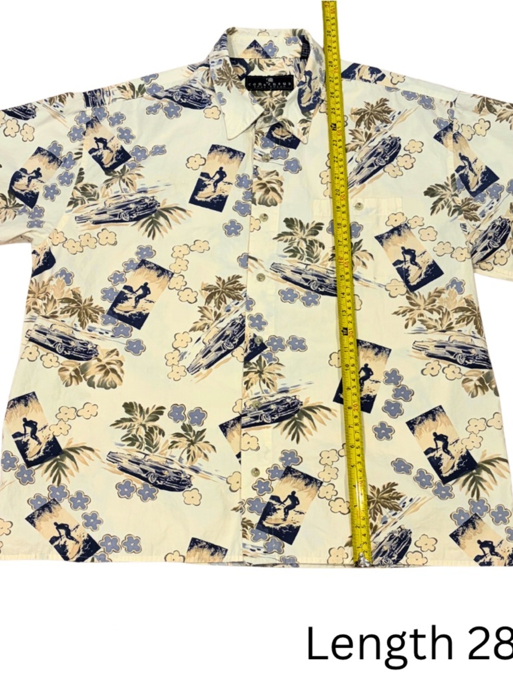 Consensus Sportswear Men’s Tropical Surf & Cars Button Down Shirt Size XL - Picture 5 of 8